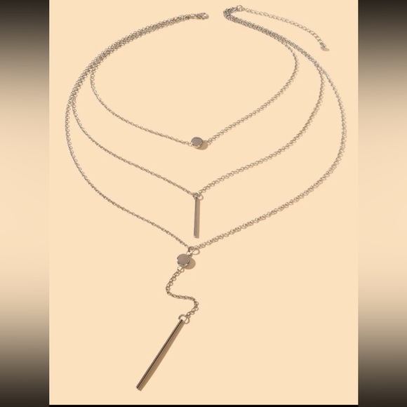 ⭐️ Awesome Triple 3 Layered Bars And Circles Boho Tassel Necklace Silver Or Gold - Picture 3 of 15